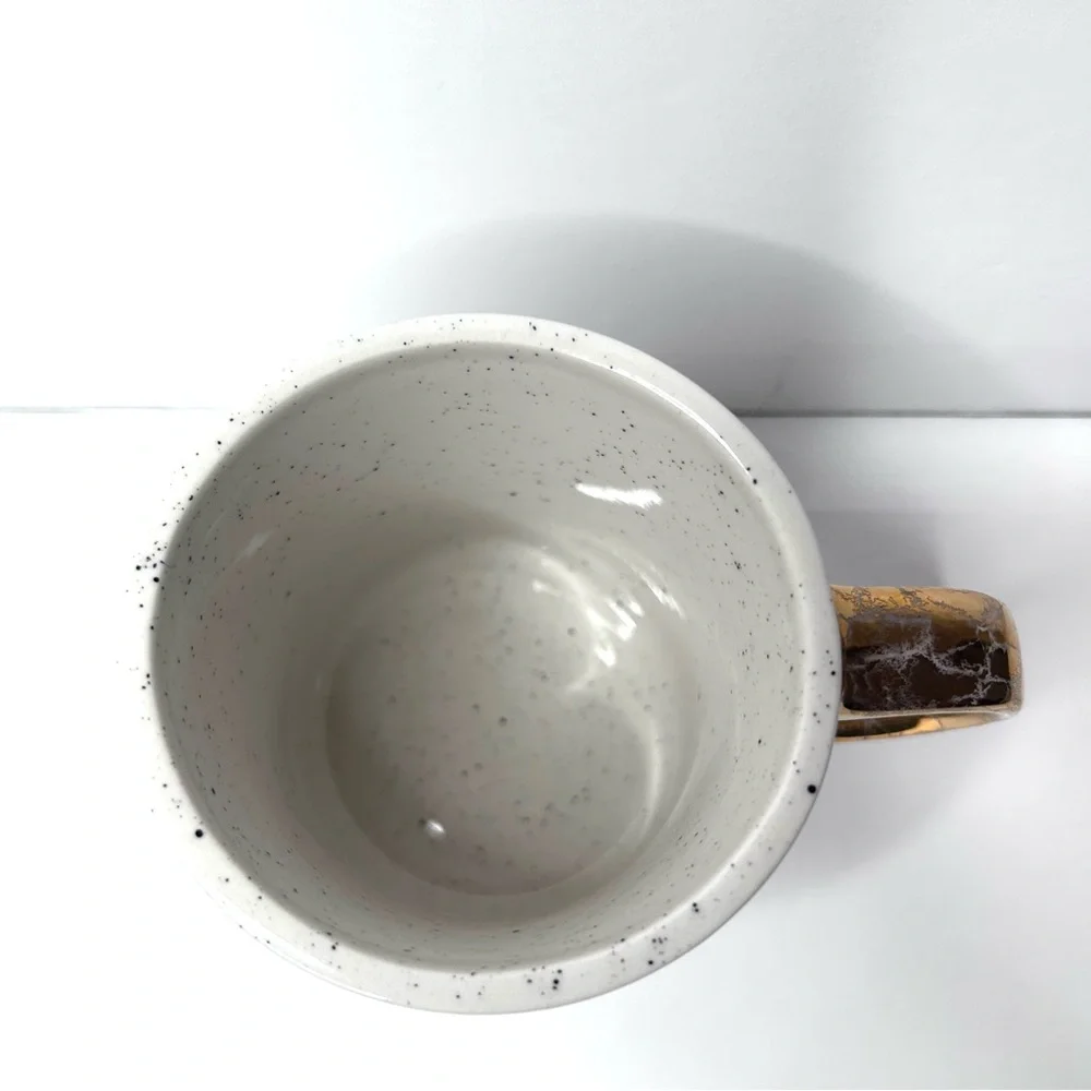Anthropologie Light and Love Mug Gold Crackle Handle